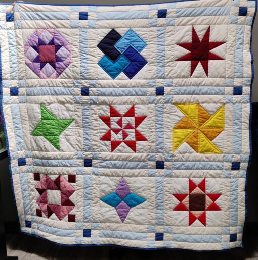 Sample quilt for the Block of the Month workshop classes at The Corner Patch