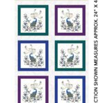 Benartex - Peacock Flourish by Ann Lauer - Peacock Block Panel - White Multi -10225M 09
