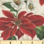 Moda - Merry Manor Metallic - Christmas - Poinsettia - Cream Multi with Gold Metallic 0 33660 13M