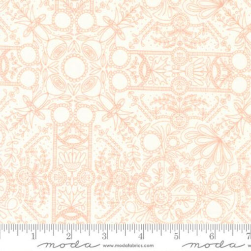 Moda Fabrics - Quaint Cottage by Gingiber - Lace Damask - Cloud - White Pink  - 48373 11