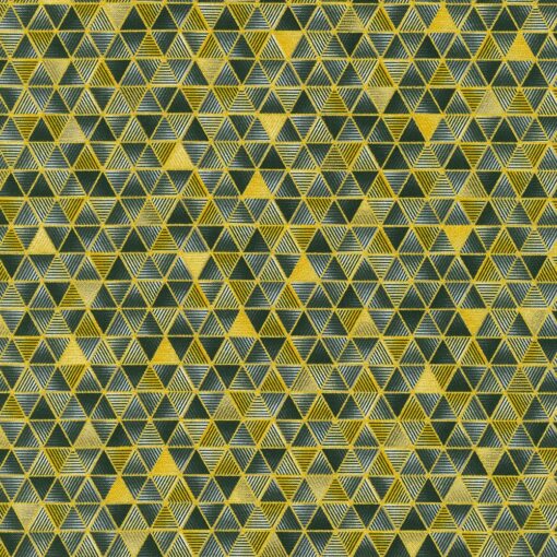 Robert Kaufman - Ancient Beauty - Tiny Triangles - Geometric - Metal - Grey Black Multi - Gold Metallic - 22117 423