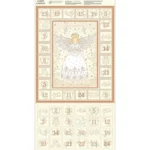 Makower - Christmas - Panel - Advent Calendar - Angel - Cream - Gold Metallic - 042 Q