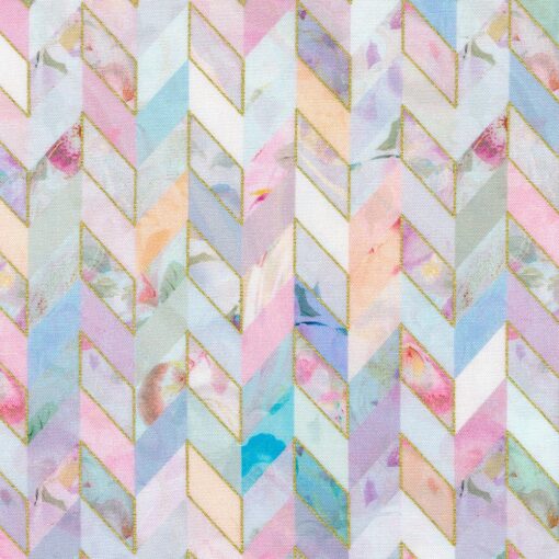 Robert Kaufman - Golden Vibes - Geometric Stripes - Pastel Multi - Gold Metallic - 22737 198