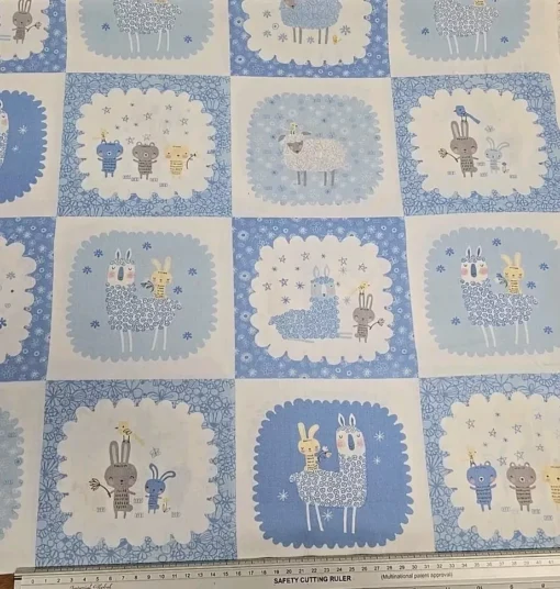 Benartex - Baby Buddies - Animals -Blue by Terry Runyan - Panel