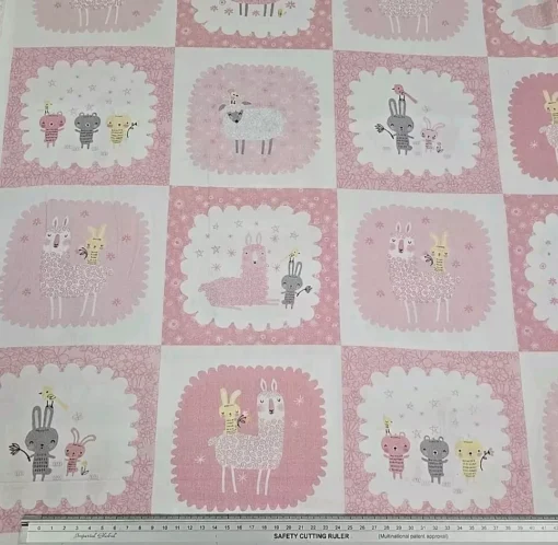 Benartex - Baby Buddies - Panel - Blocks - Pink - 2