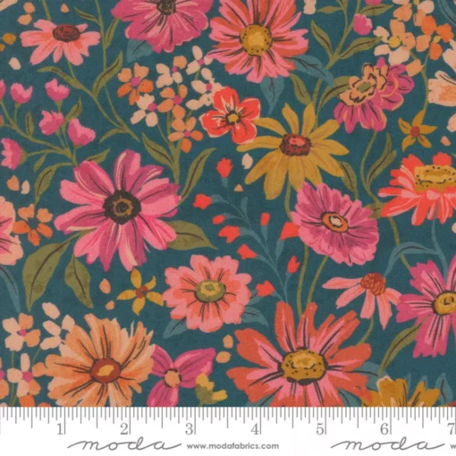 Moda Fabrics - Sagewood by Crystal Manning - Summerfield - Peacock - Blue Green Multi - 11950 16