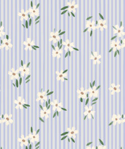 Lewis & Irene - Berneray by Bluebell Gray - Betsy - Cornflower - Geometric Stripes Floral - Blue Multi - BG055