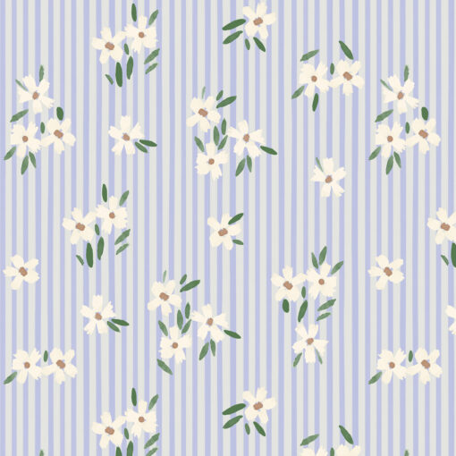 Lewis & Irene - Berneray by Bluebell Gray - Betsy - Cornflower - Geometric Stripes Floral - Blue Multi - BG055