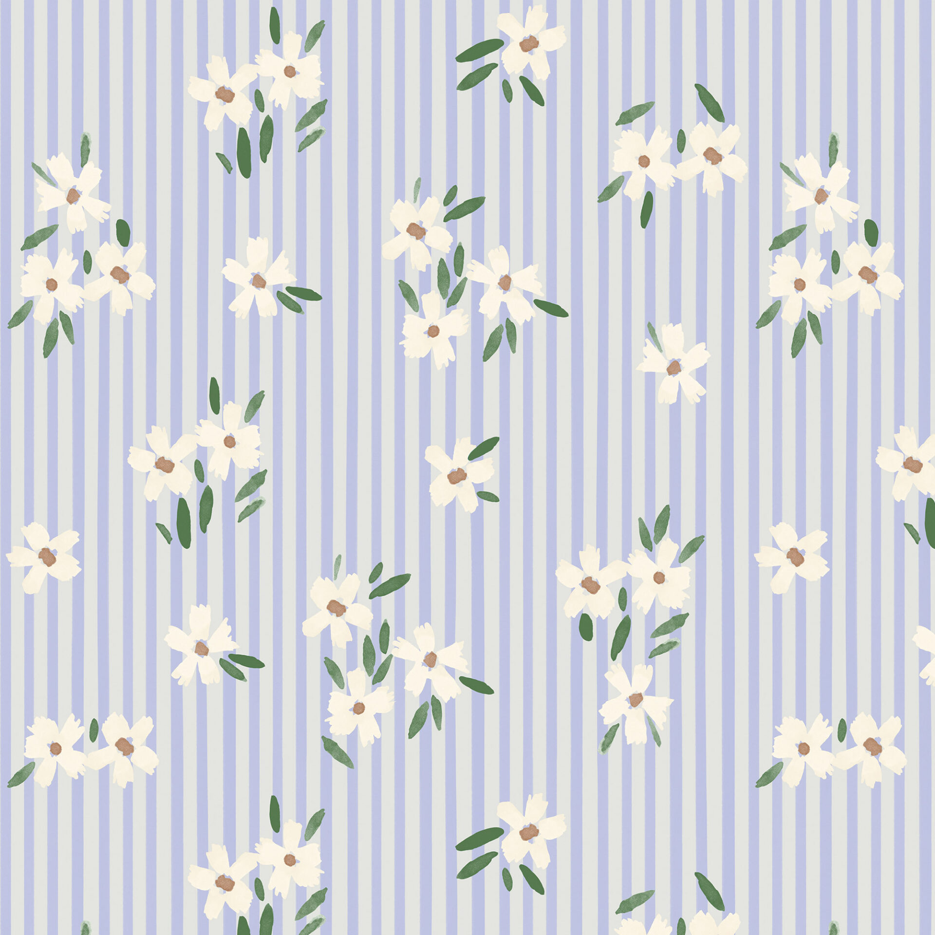 Lewis & Irene - Berneray by Bluebell Gray - Betsy - Cornflower - Geometric Stripes Floral - Blue Multi - BG055