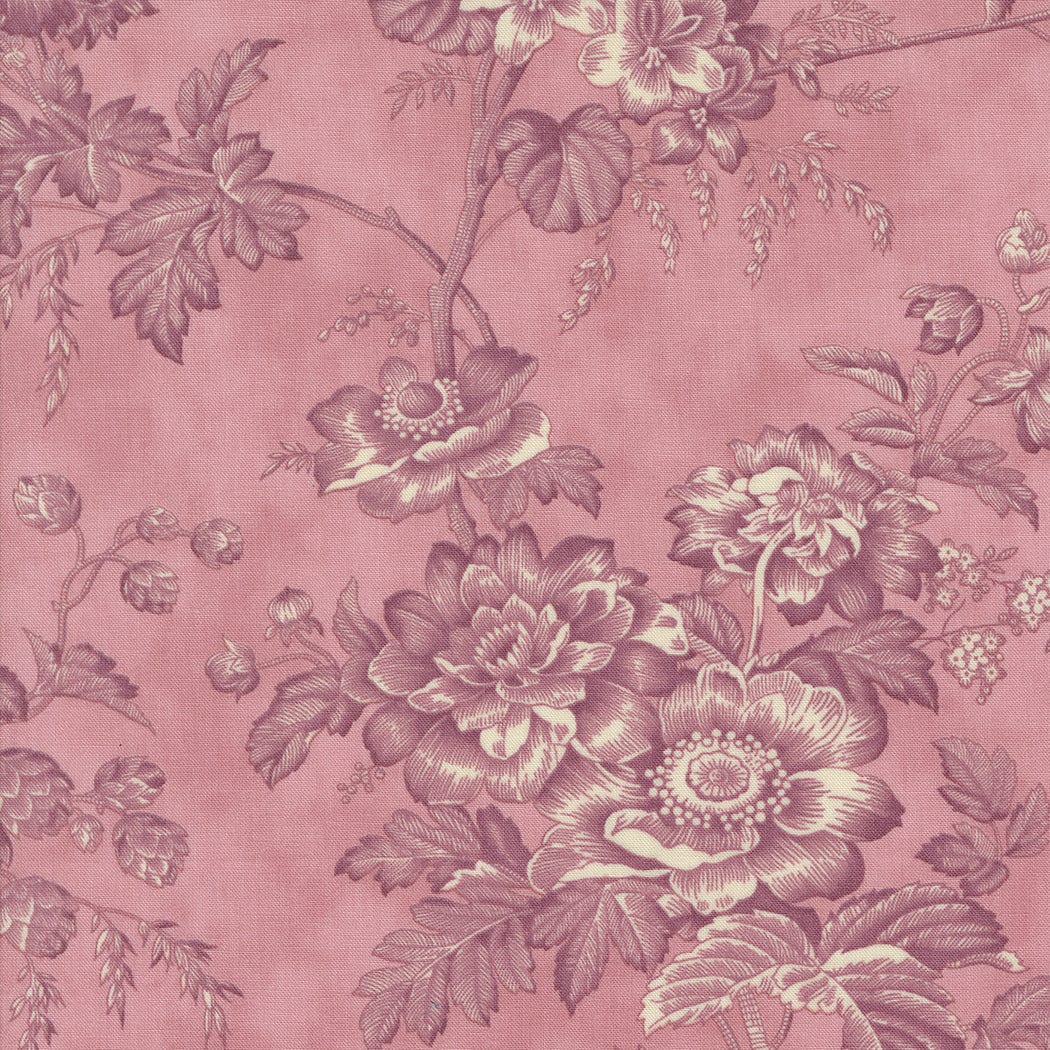 Moda Fabrics - 3 Sisters Favourites - Vintage Linens - Lavender Fields - Floral - Orchid - Pink - 44360 24