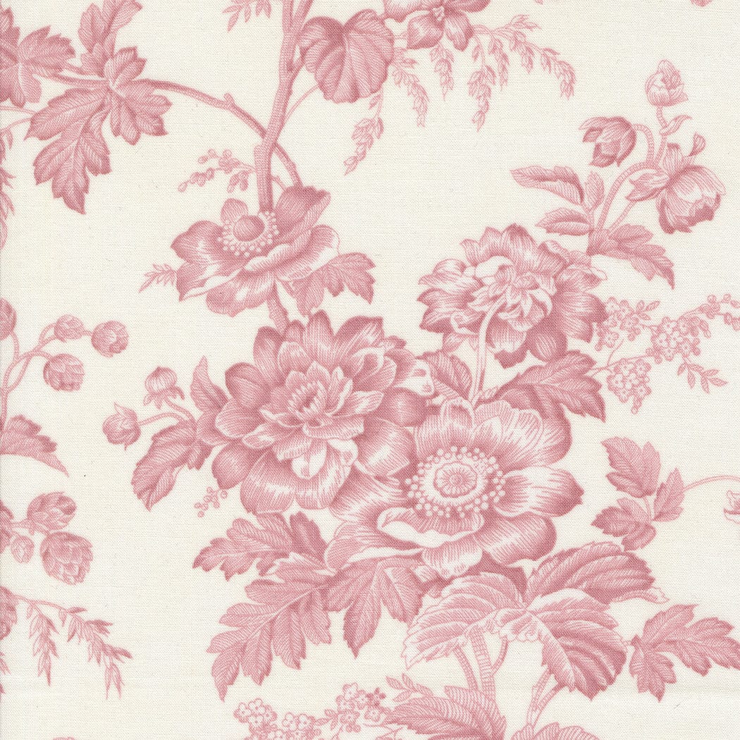 Moda Fabrics - 3 Sisters Favourites - Vintage Linens - Lavender Fields - Floral - Orchid - Cream Pink - 44360 21