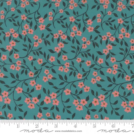 Moda Fabrics - Sagewood by Crystal Manning - Dogwood - Teal - Blue Green Multi - 11953 17