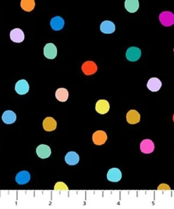 Figo Fabrics - Dusk  by Ghazal Razave - Pom Poms - Spots - Black Multi - Geometric - 92040 99