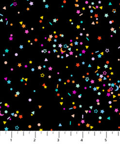 Figo Fabrics - Dusk  by Ghazal Razave - Sprinkles - Black Multi - Geometric - 92042 99