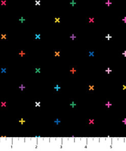 Figo Fabrics - Dusk  by Ghazal Razave - X - Crosses - Black Multi - Geometric - 92044 99