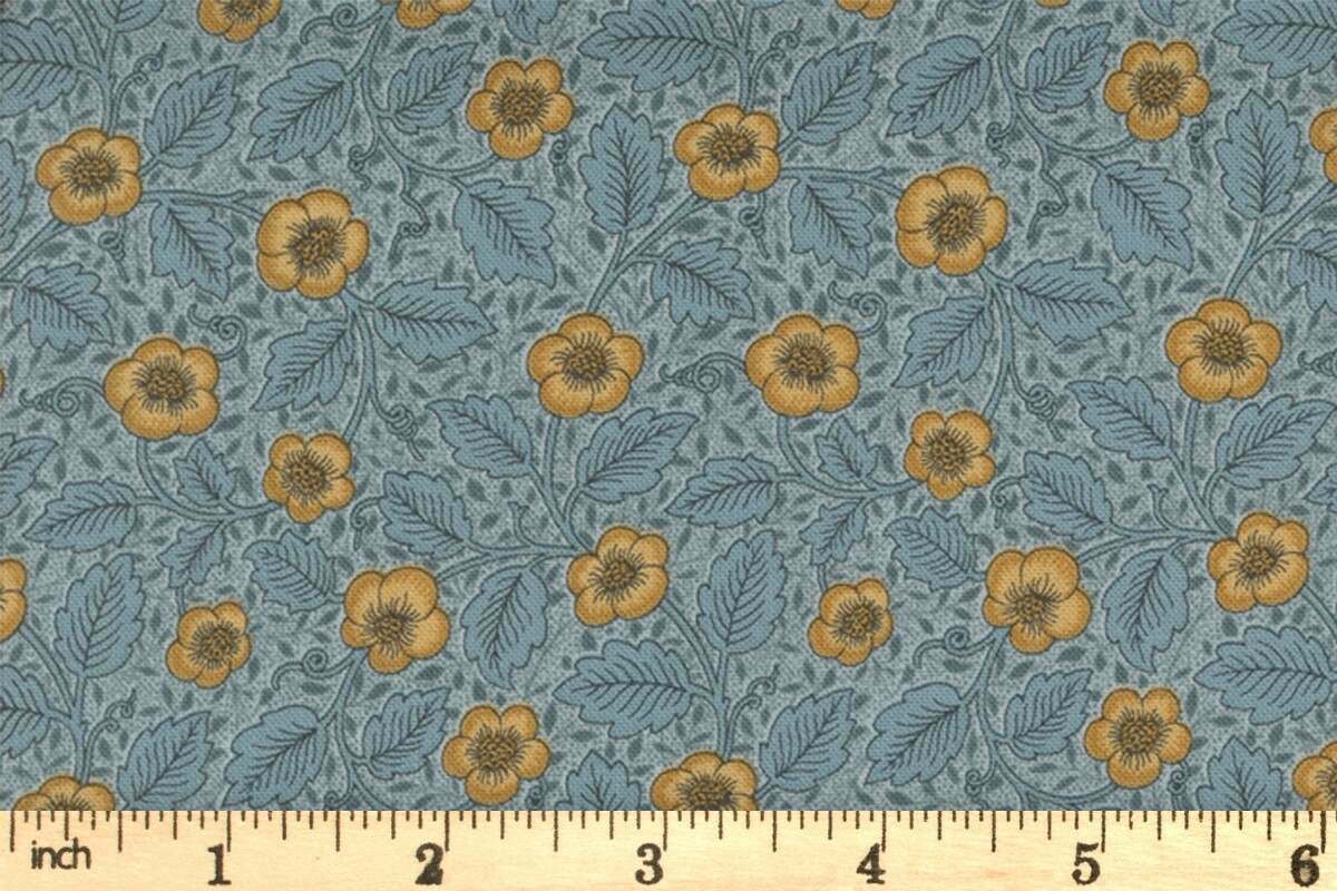 Moda Fabrics - Morris Manor - Best of Morris by Barbara Brackman - Antipodes - Floral - Sky - Light Blue Multi - 8396 15