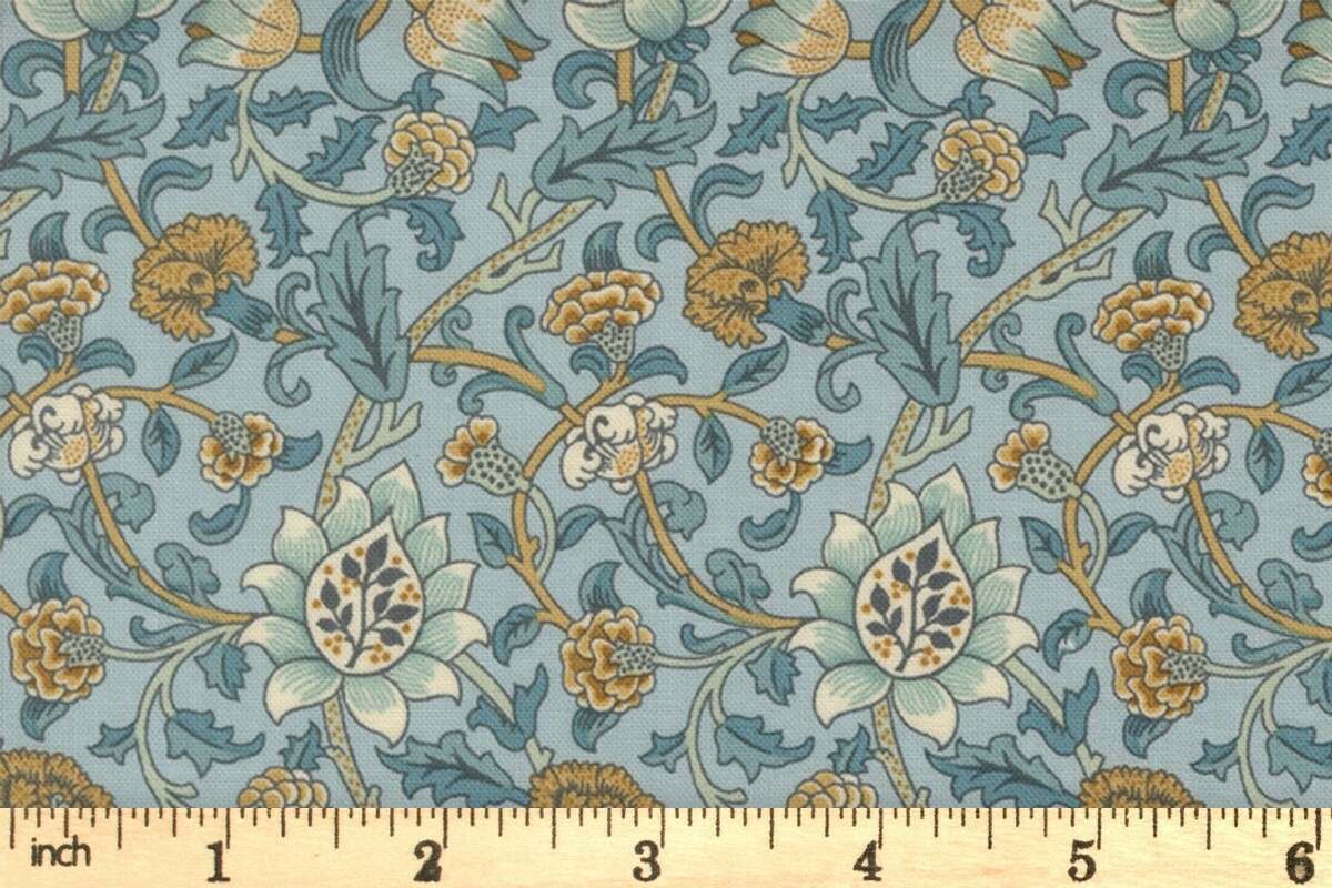 Moda Fabrics - Morris Manor - Best of Morris by Barbara Brackman - Evenlode - Floral - Sky - Light Blue Multi - 8392 13
