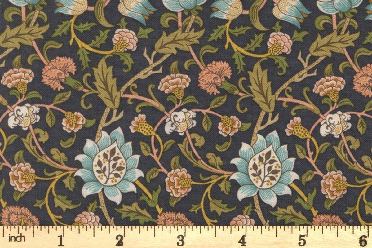 Moda Fabrics - Morris Manor - Best of Morris by Barbara Brackman - Evenlode - Floral - Twilight - Blue Multi - 8392 14
