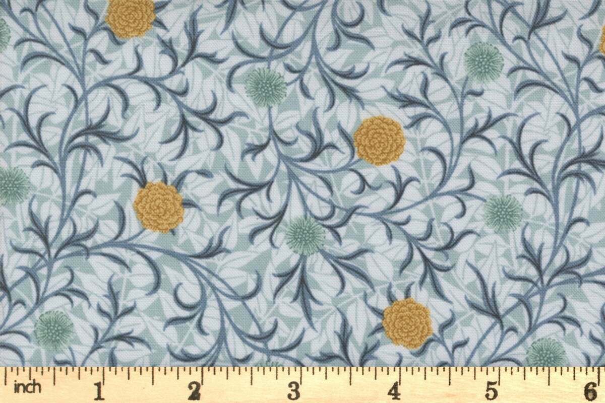Moda Fabrics - Morris Manor - Best of Morris by Barbara Brackman - Scroll - Geometric - Sky - Light Blue Multi - 8393 13