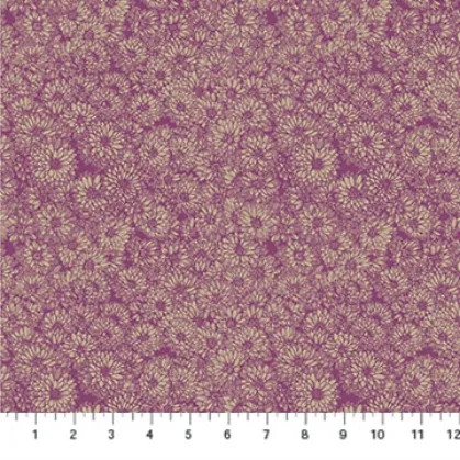 Northcott Studios - Indelible by Anna Maria Parry - Chrysanthemum - Packed Floral - Vintage - Aubergine Purple - Tone-on-Tone - Blender -  1002 84V