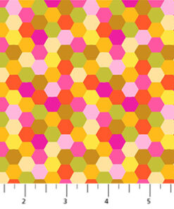 Northcott Studios - Anna Maria Parry - Piecework - Hexagons - Geometric - Citrus Pinks - Multi - 111 52C