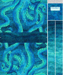 Northcott - Shimmer Enigma - Panel - Bag - Octopus - Cotton Canvas  - Blue - Gold Metallic- 28188M 48