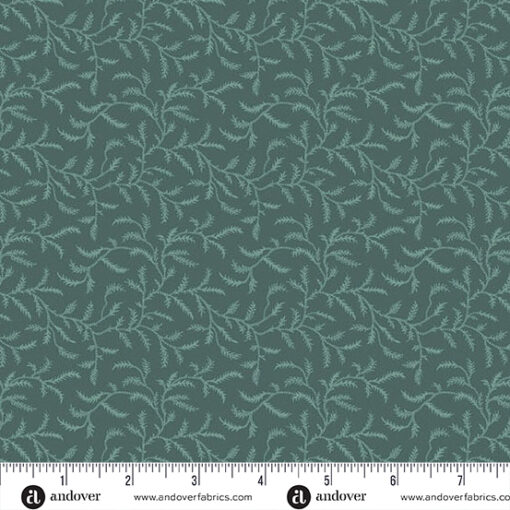 Andover Fabrics - Autumn Leaves by Renee Nannemann - Wildfern - Foliage - Tone-on-Tone -Stone Blue Multi - 1550 T