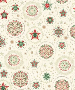 Makower - Christmas - Good Tidings - Snow Crystal - Cream Multi - 103 Q