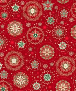 Makower - Christmas - Good Tidings - Snow Crystal - Red Multi - 103 R