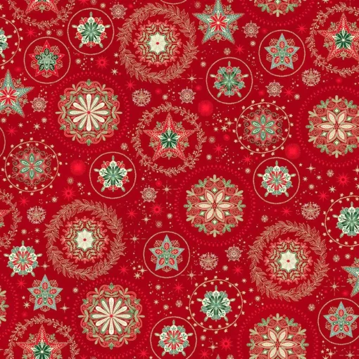 Makower - Christmas - Good Tidings - Snow Crystal - Red Multi - 103 R