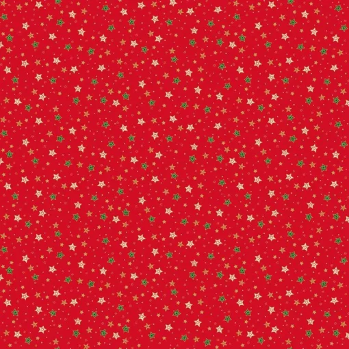 Makower - Christmas - Jolly - Sparkle - Stars - Red Multi - 125 R