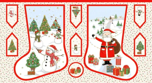 Makower - Christmas - Jolly Saint Nick - Stocking - Panel - Multi - 129 1