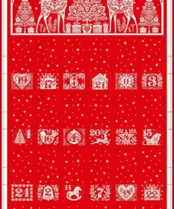 Makower - Christmas 2025 - Scandi - Panel - Advent Calendar - Red Cream - 117 R