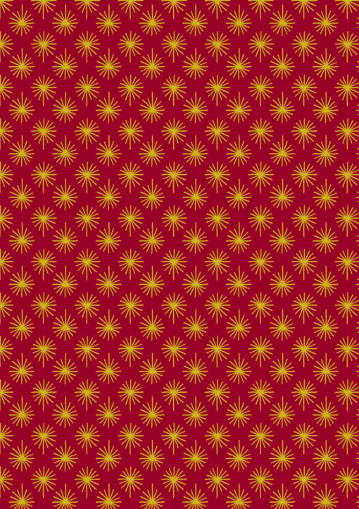 Lewis & Irene - Christmas 2025 - Away in a Manger - Gold Metallic Star on Red - C122 B