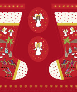 Lewis & Irene - Christmas 2025 - Away in a Manger - Stocking Panel - Red Multi - C127