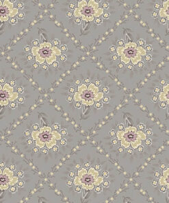Andover Fabrics - Wildflower Cottage by Renee Nanneman - Trellis Dove - Geometric - Floral - Pewter - Grey Multi - 1591 C