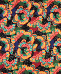 Fabric Godmother - Dressmaking - Papillon - Viscose Crepe - Butterflies - Black Multi - 32786 DG01