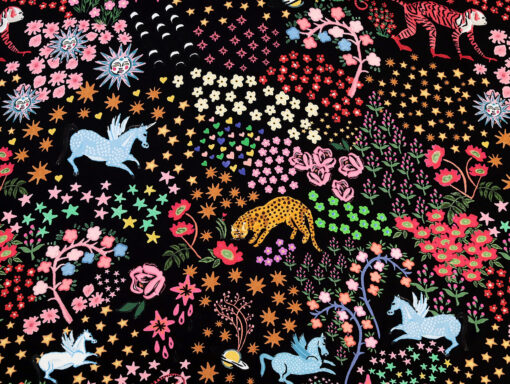 Fabric Godmother - Dressmaking - Wonderland - Viscose Twill - Black Multi - 33262 DG02