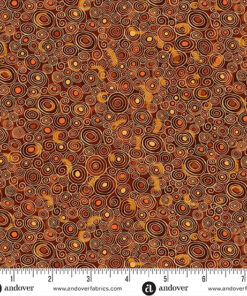 Makower - Golden by Andover - Scroll Brown - Geometric - Gold Metallic - Brown Multi - 158 V