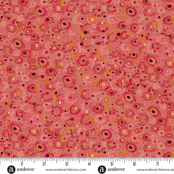 Makower - Golden by Andover - Scroll Red - Geometric - Gold Metallic - Red Multi - 158 R