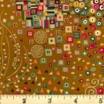 Makower - Golden by Andover - Symphony Yellow - Geometric - Gold Metallic - Light Brown Multi - 155 Y