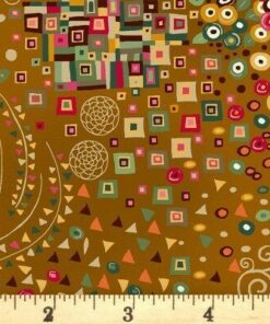 Makower - Golden by Andover - Symphony Yellow - Geometric - Gold Metallic - Light Brown Multi - 155 Y