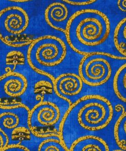 Robert Kaufman - Gustav Klimt - Scrolls - Cobalt - Blue Gold Metallic - 21350 72