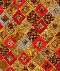 Robert Kaufman - Gustav Klimt - Square Tiles - Red - Multi - Gold Metallic - 17184 3