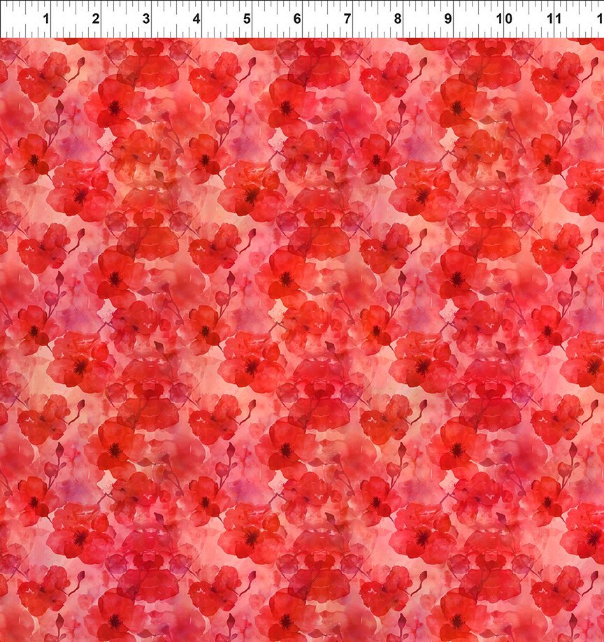 In The Beginning Fabrics - Blooming Day and Night - Scarlet Beauties - Tone-on-Tone - Red - 6 BDN2