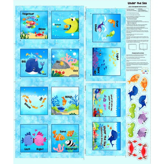 Clothworks - World of Susybee - Under the Sea - Panel - Soft Book - Opposites Attract - Multi - 20446