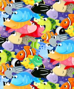 Clothworks - World of Susybee - Under the Sea - All Over Fish - Multi - 20420