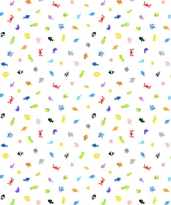 Clothworks - World of Susybee - Under the Sea - Mini Fish - Cream Multi - 20445