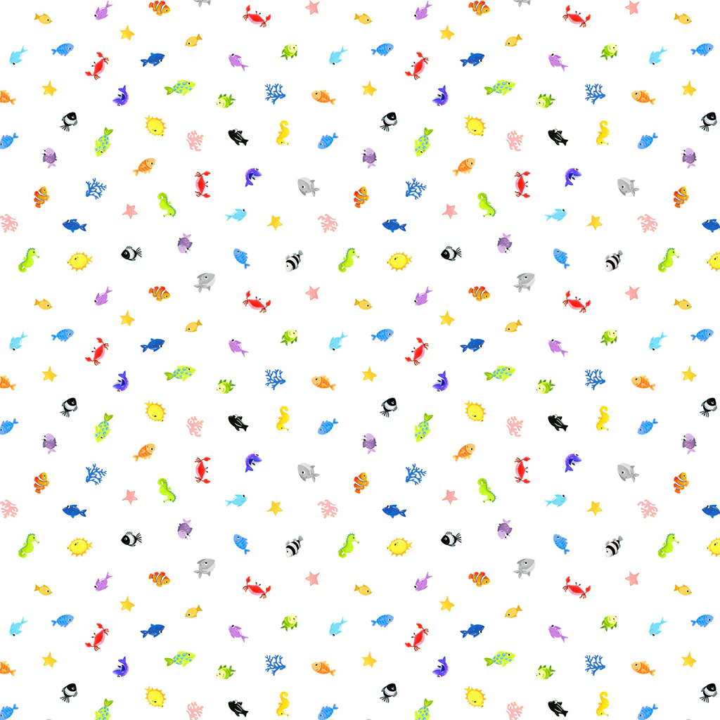 Clothworks - World of Susybee - Under the Sea - Mini Fish - Cream Multi - 20445