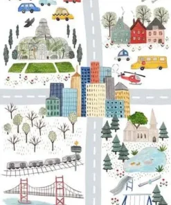 Figo Fabrics - Mini Metropolis by Sarah Boccaccini - Panel - Scenic - Multi - 91188